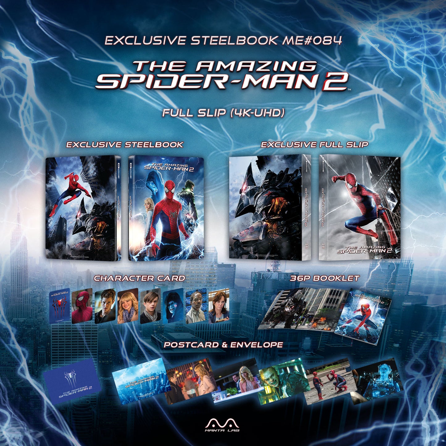 The Amazing Spider-Man 2 4K Blu-ray Steelbook Manta Lab Exclusive ME#84 Full Slip - PREORDER