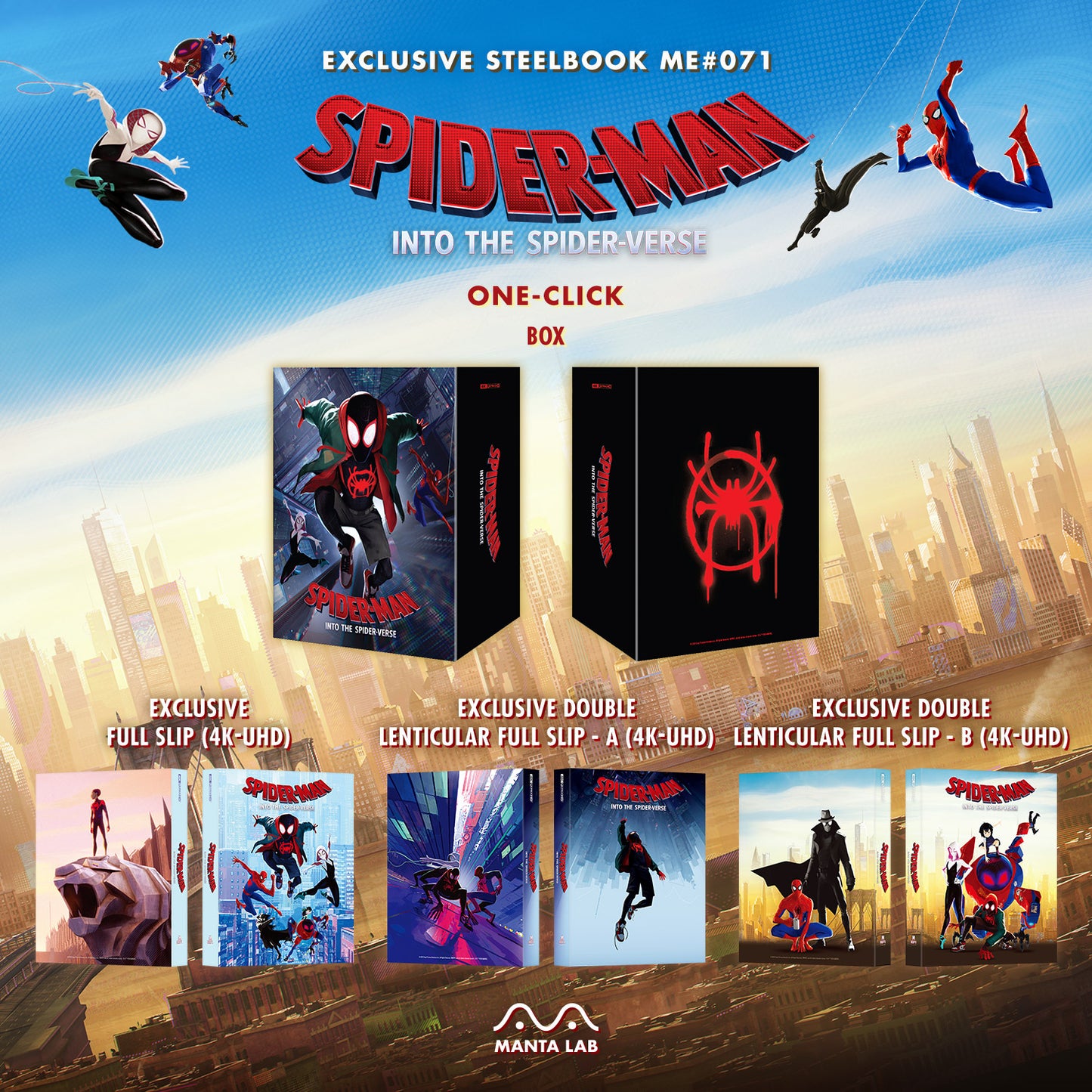 Spider-man: Into the Spider-Verse 4K Blu-ray Steelbook Manta Lab Exclusive ME#71 One Click Box Set