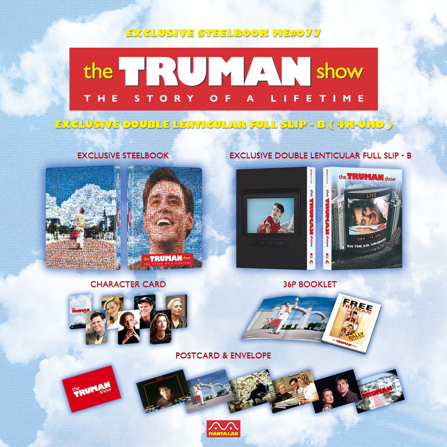 The Truman Show 4K UHD Steelbook Manta Lab Exclusive ME#77 Double Lenticular Full Slip B - PREORDER