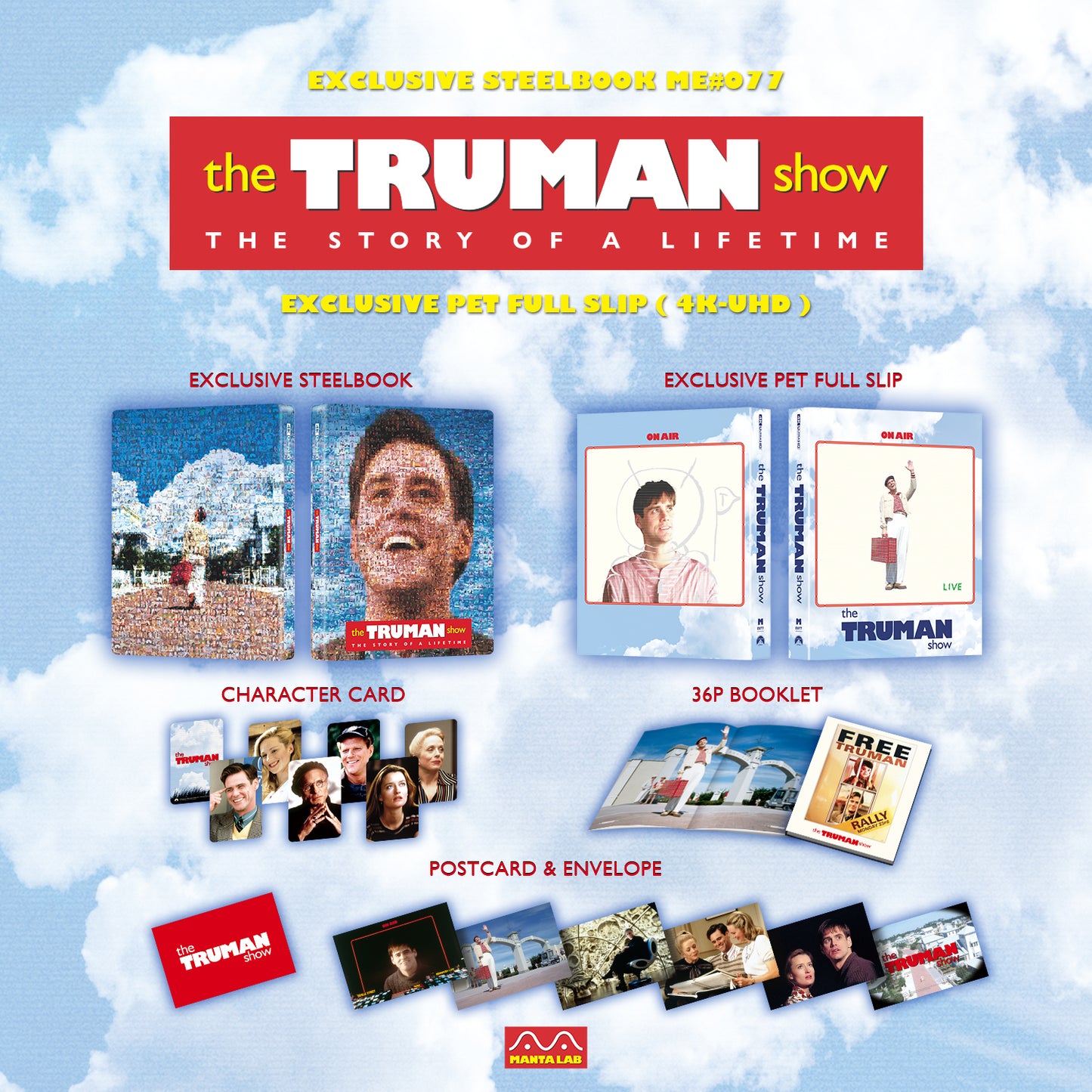 The Truman Show 4K UHD Steelbook Manta Lab Exclusive ME#77 Full Slip (PET) - PREORDER
