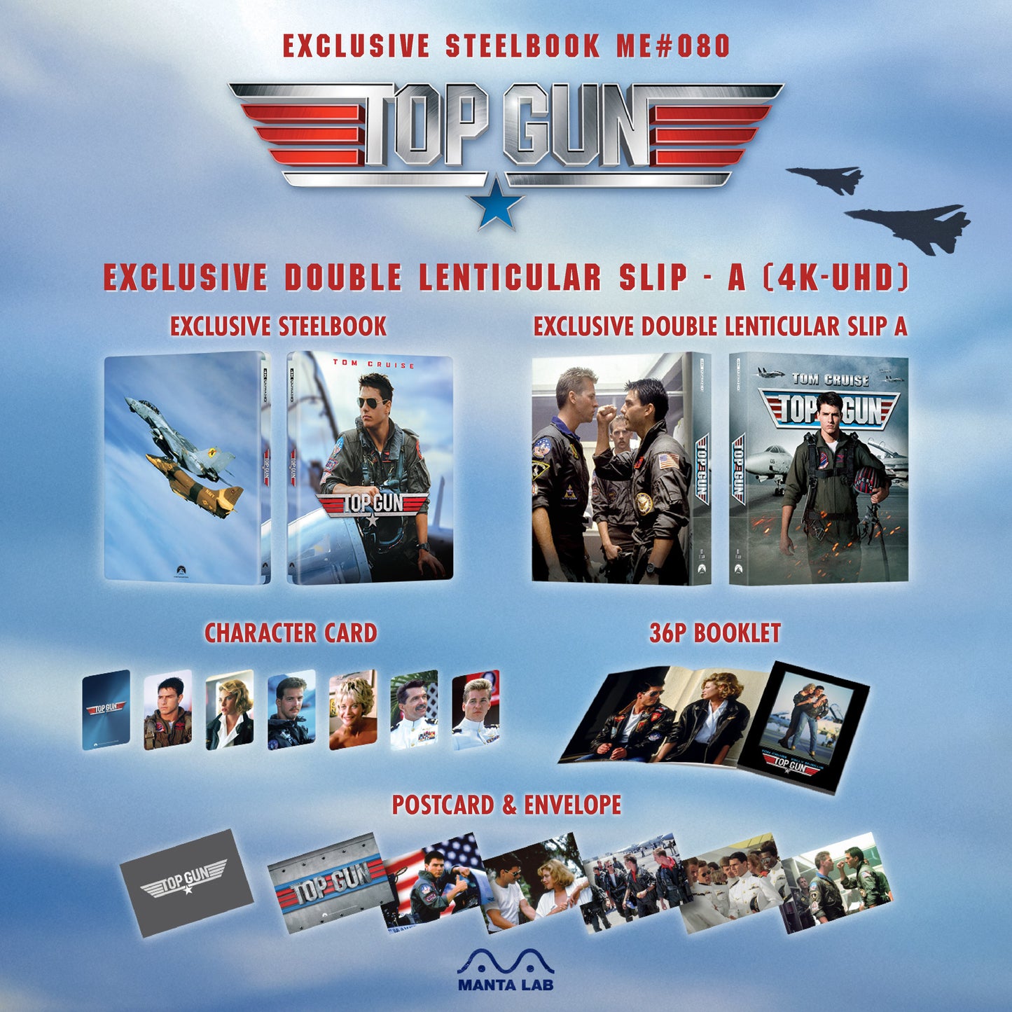 Top Gun 4K Blu-ray Steelbook Manta Lab Exclusive ME#80 Double Lenticular Full Slip A