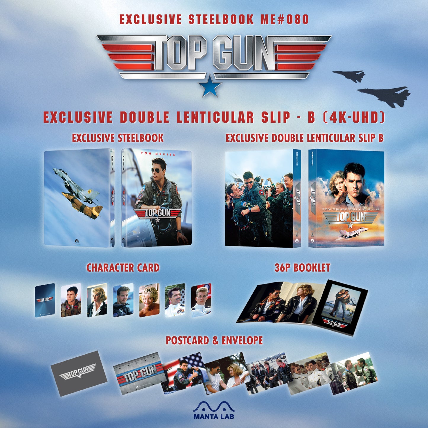 Top Gun 4K Blu-ray Steelbook Manta Lab Exclusive ME#80 Double Lenticular Full Slip B
