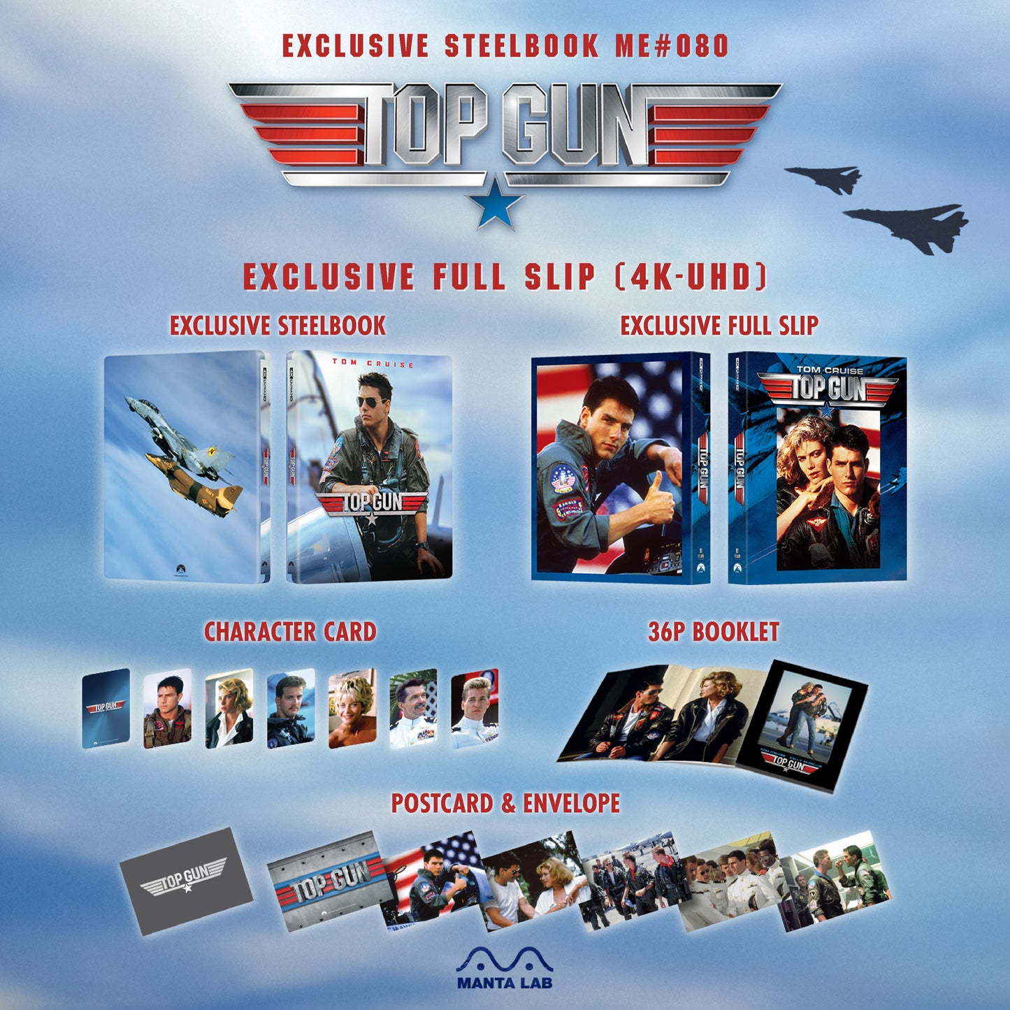 Top Gun 4K Blu-ray Steelbook Manta Lab Exclusive ME#80 Full Slip - PREORDER