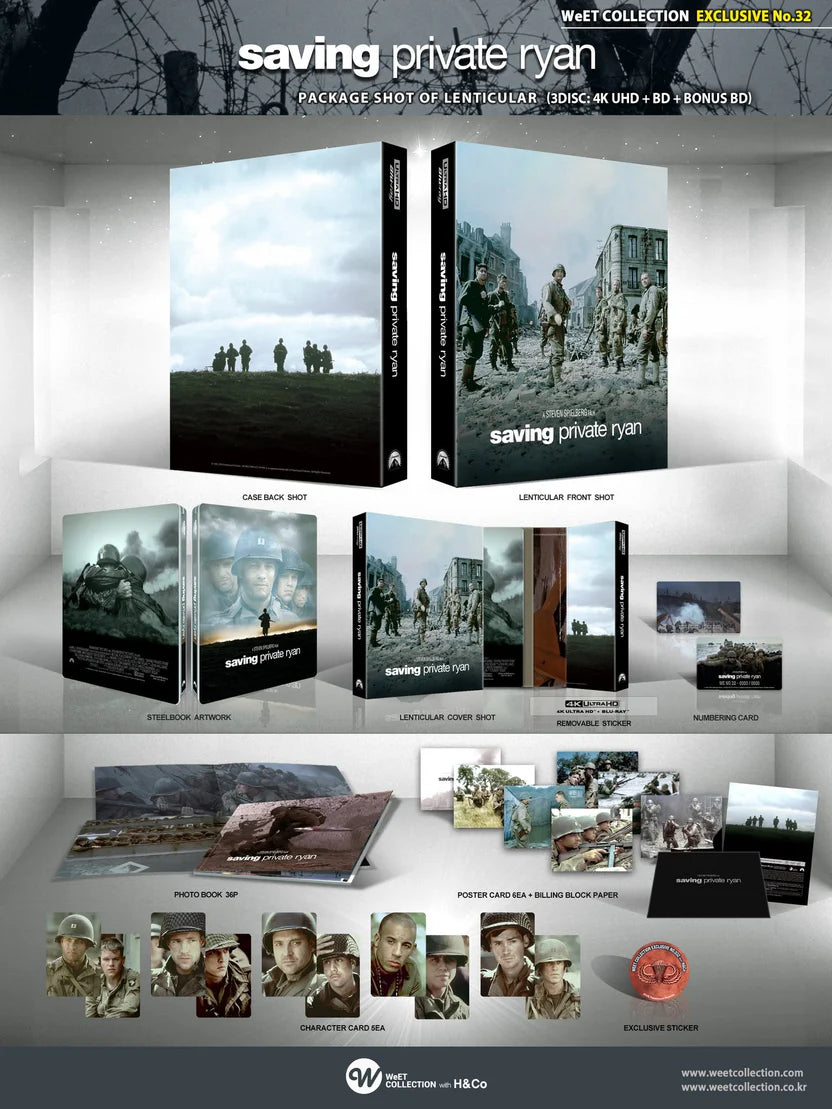 Saving Private Ryan 4K + Blu-ray + Bonus Blu-ray Steelbook WeET Collection Exclusive #32 Lenticular Slip B - PREORDER