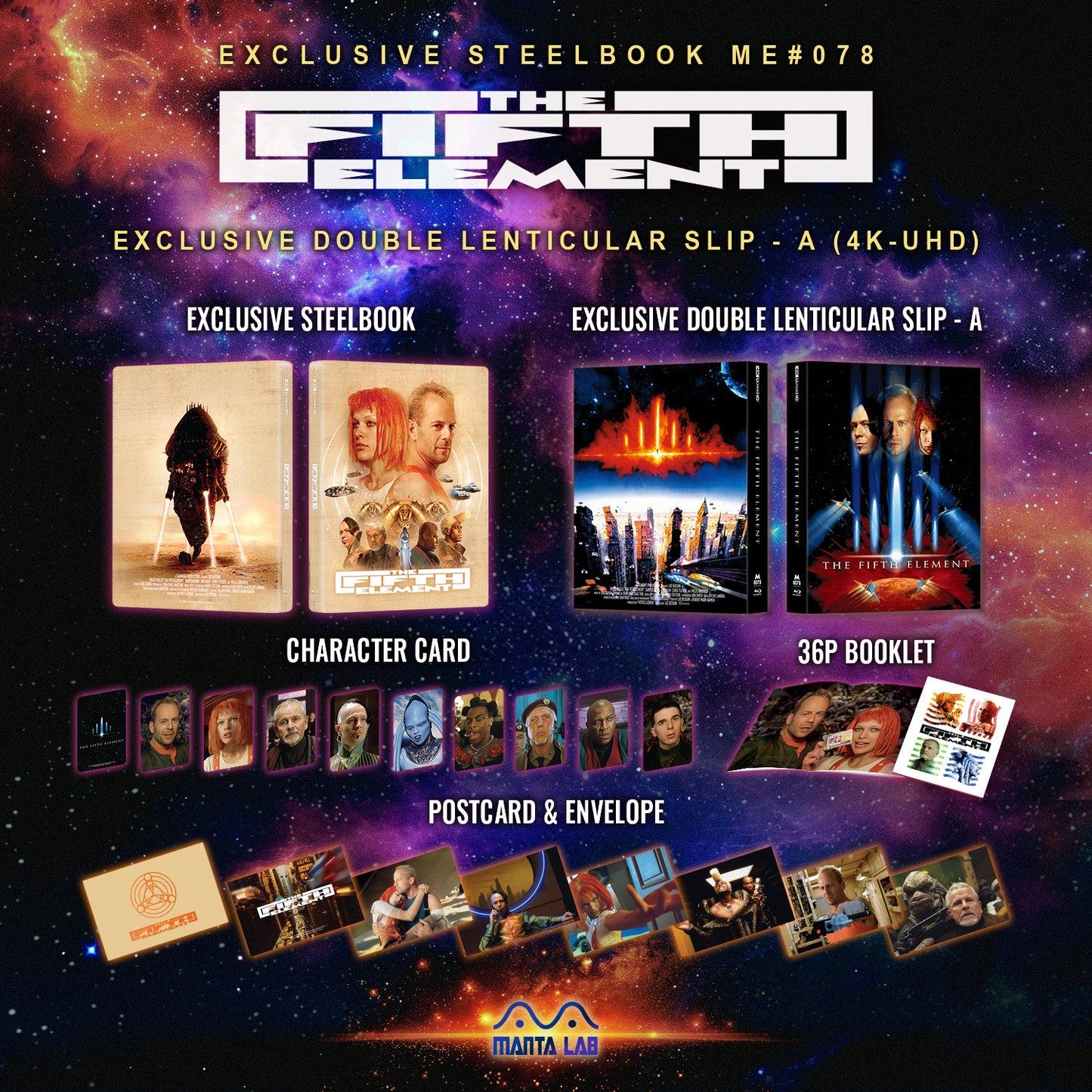 The Fifth Element 4K UHD Steelbook Manta Lab Exclusive ME#78 Double Lenticular Full Slip A - PREORDER