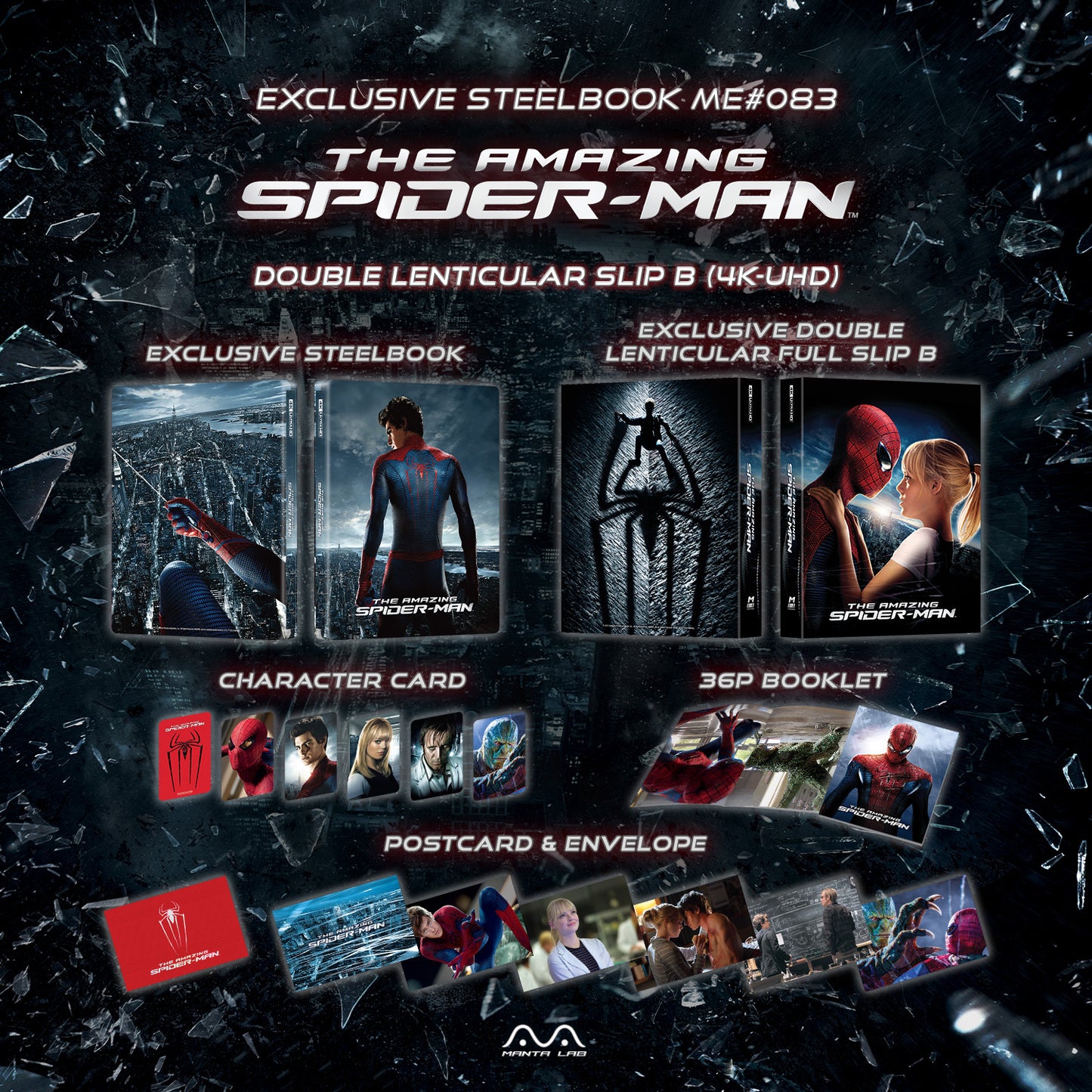The Amazing Spider-Man 4K Blu-ray Steelbook Manta Lab Exclusive ME#83 Double Lenticular Full Slip B - PREORDER