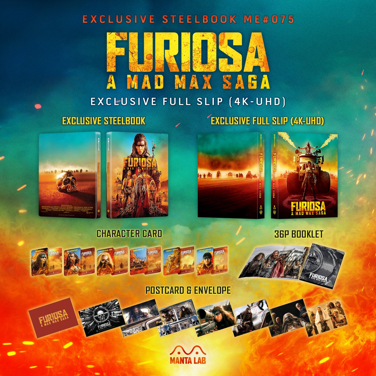 Furiosa: A Mad Max Saga (Standard & Chrome) 4K UHD Steelbook Manta Lab Exclusive ME#75 Full Slip