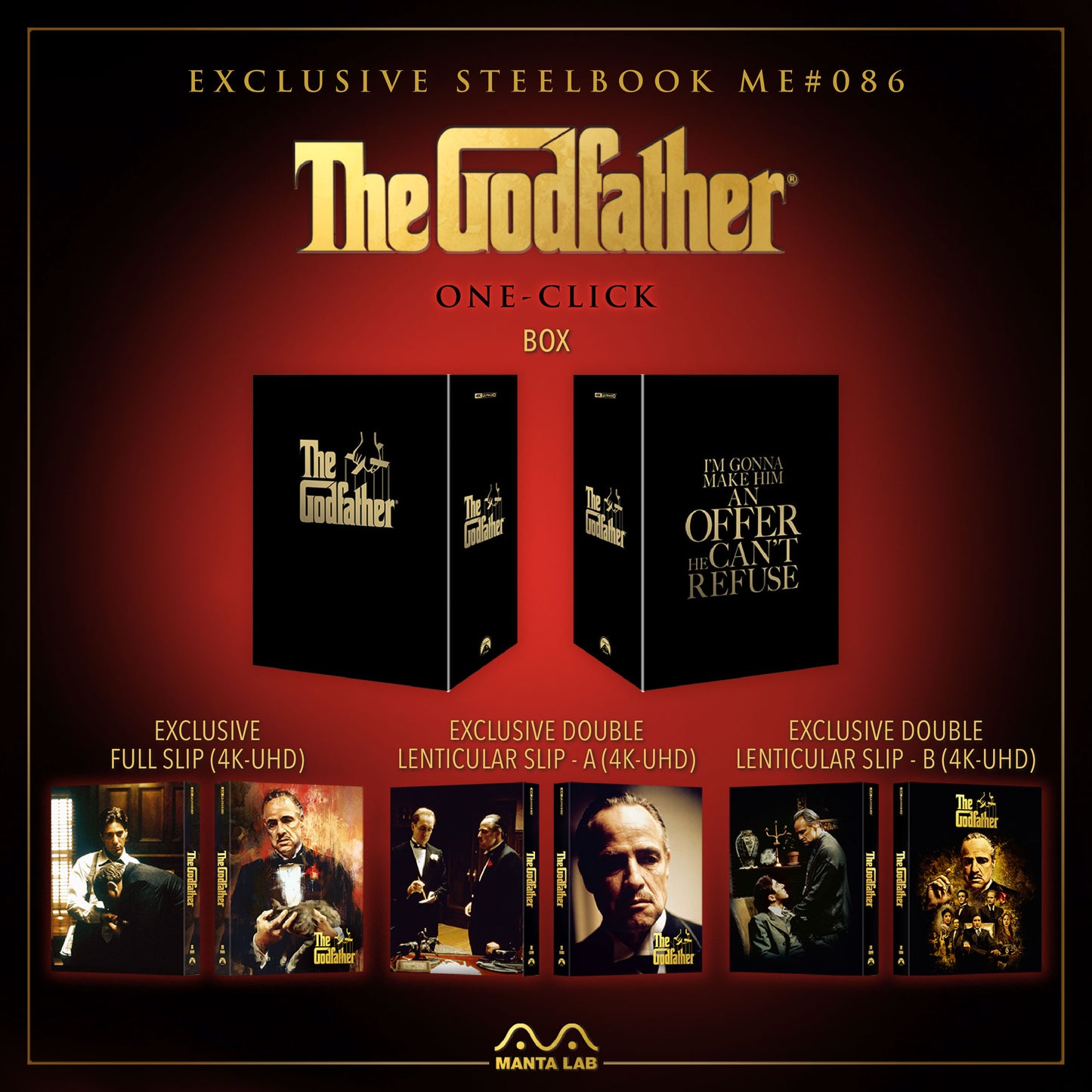 The Godfather 4K Blu-ray Steelbook Manta Lab Exclusive ME#86 One Click Box Set - PREORDER