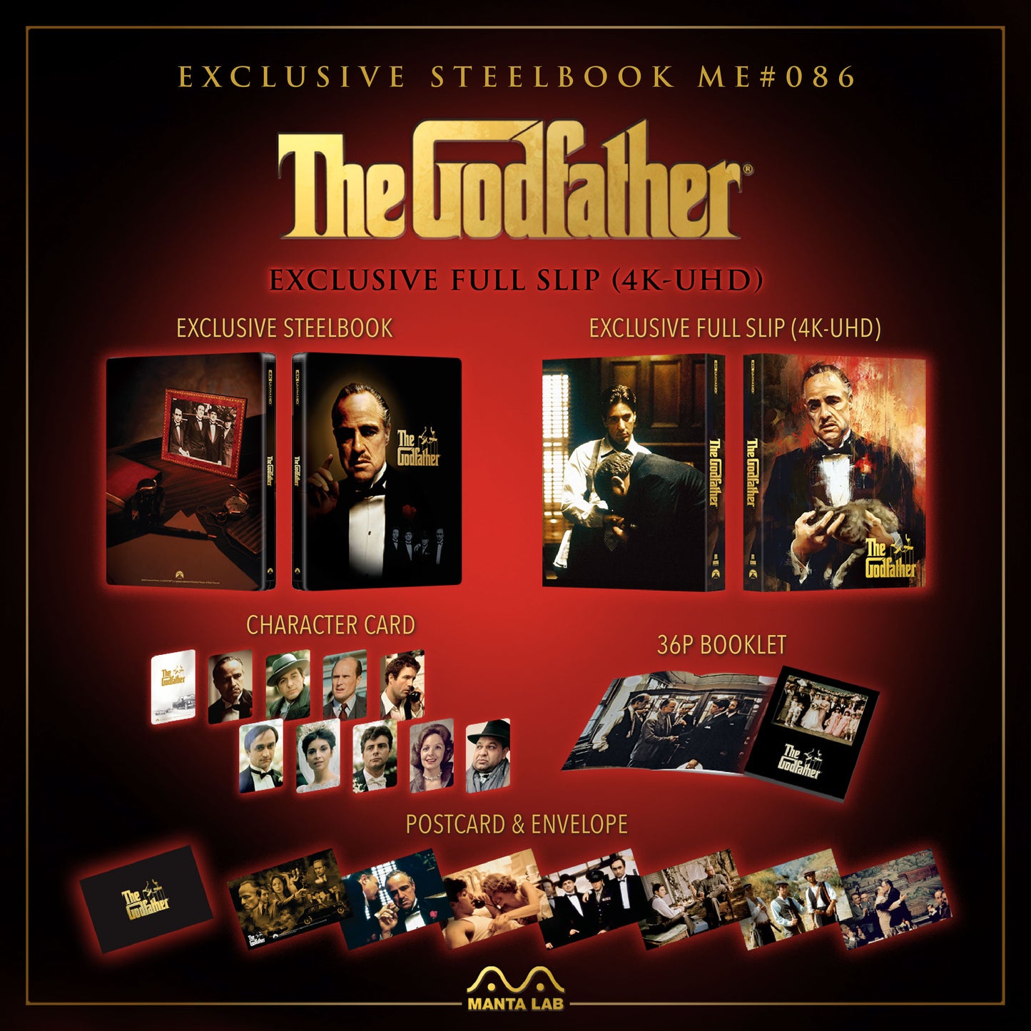 The Godfather 4K Blu-ray Steelbook Manta Lab Exclusive ME#86 Full Slip - PREORDER