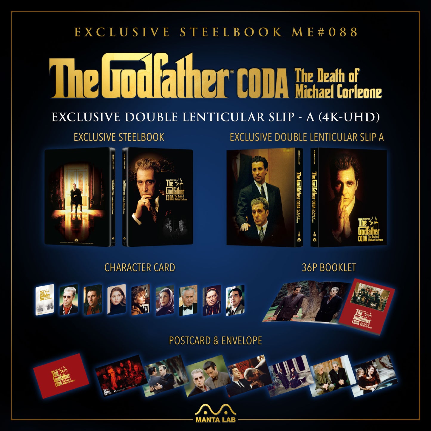 The Godfather Part 3 4K Blu-ray Steelbook Manta Lab Exclusive ME#88 Double Lenticular Full Slip A - PREORDER