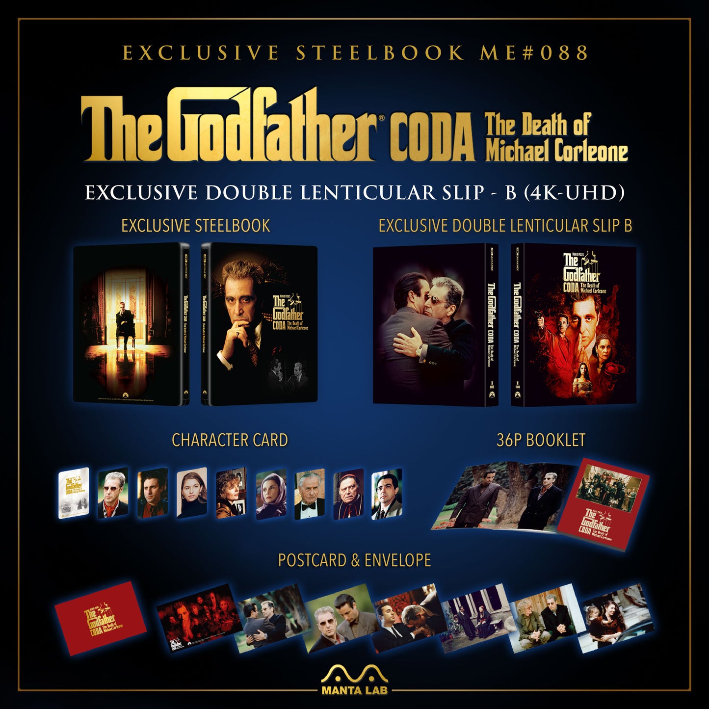 The Godfather Part 3 4K Blu-ray Steelbook Manta Lab Exclusive ME#88 Double Lenticular Full Slip B - PREORDER
