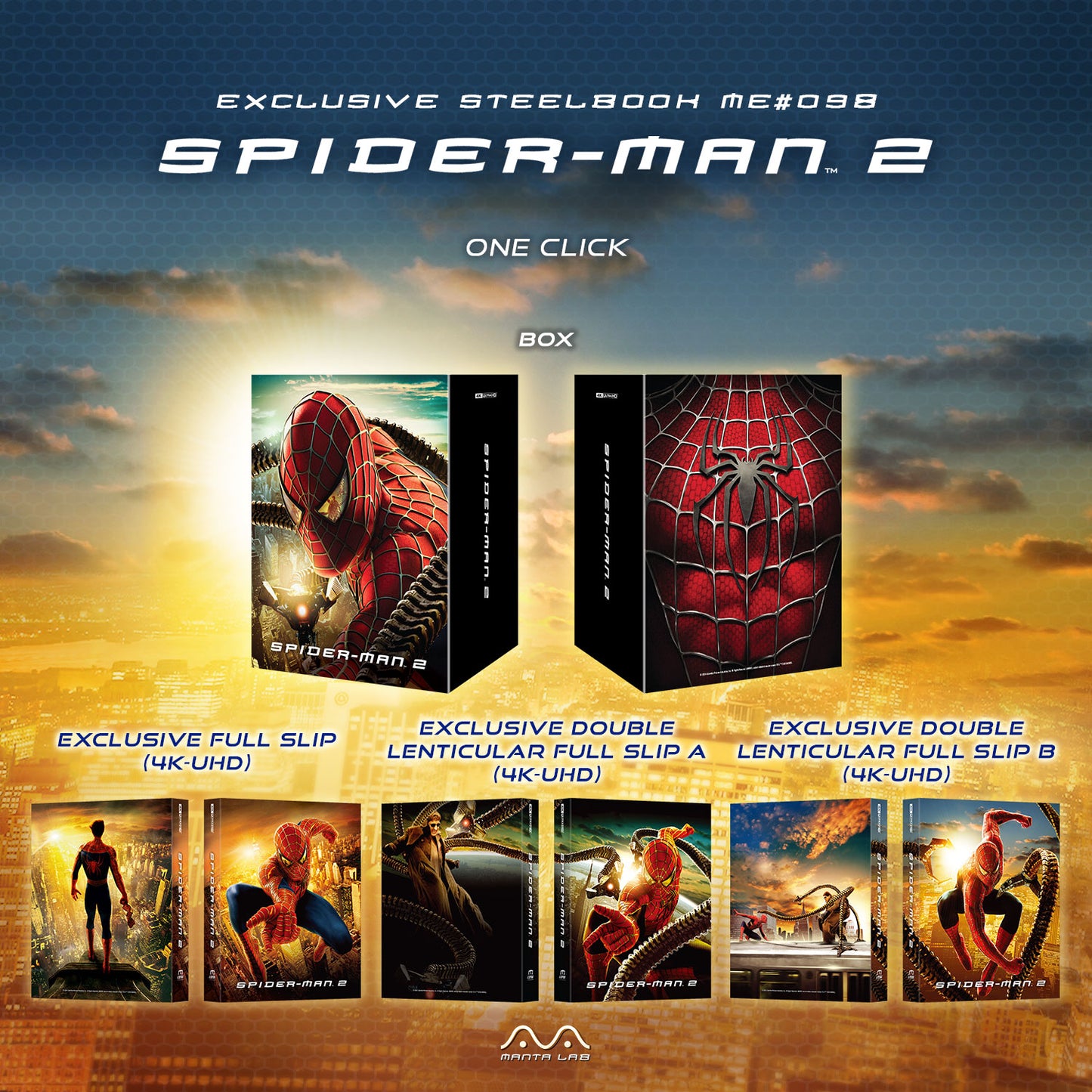 Spider-Man 2 4K Blu-ray Steelbook Manta Lab Exclusive ME#98 One Click Box Set - PREORDER
