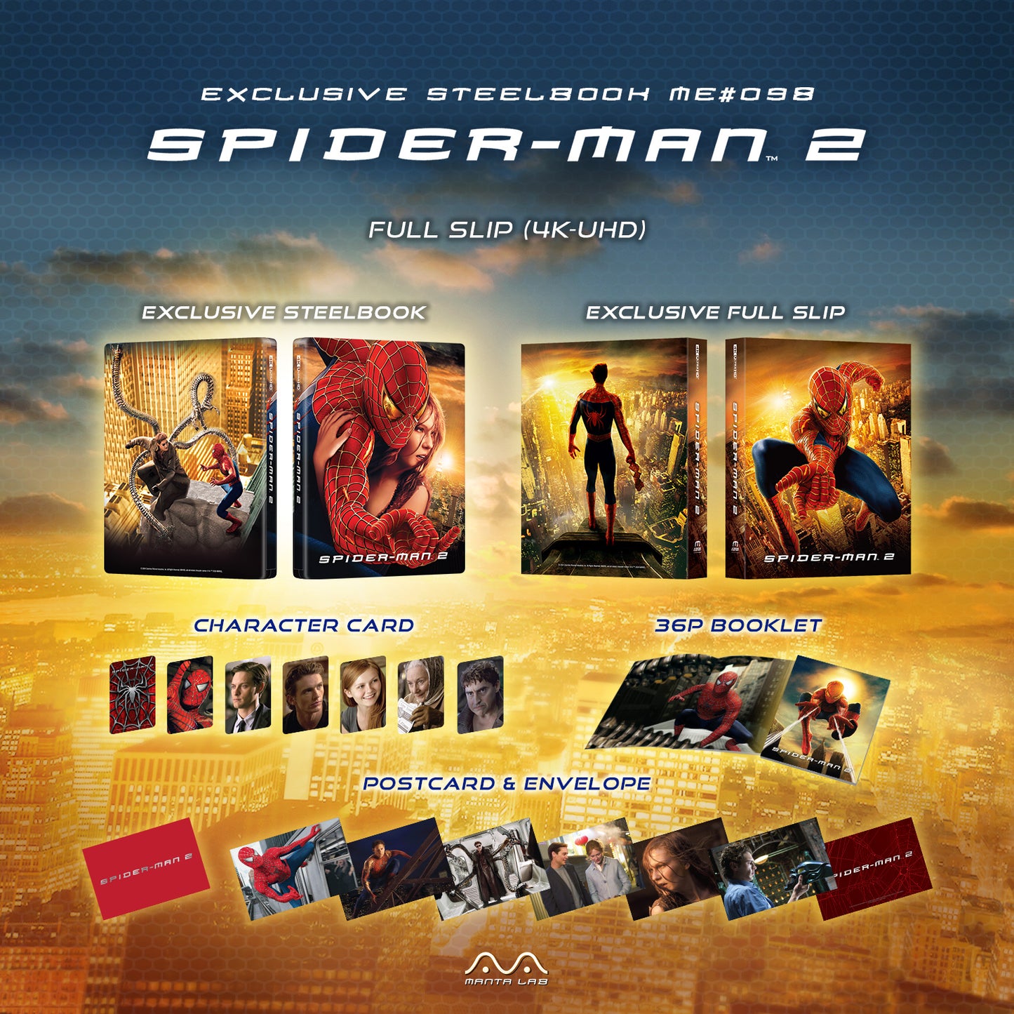 Spider-Man 2 4K Blu-ray Steelbook Manta Lab Exclusive ME#98 Full Slip - PREORDER