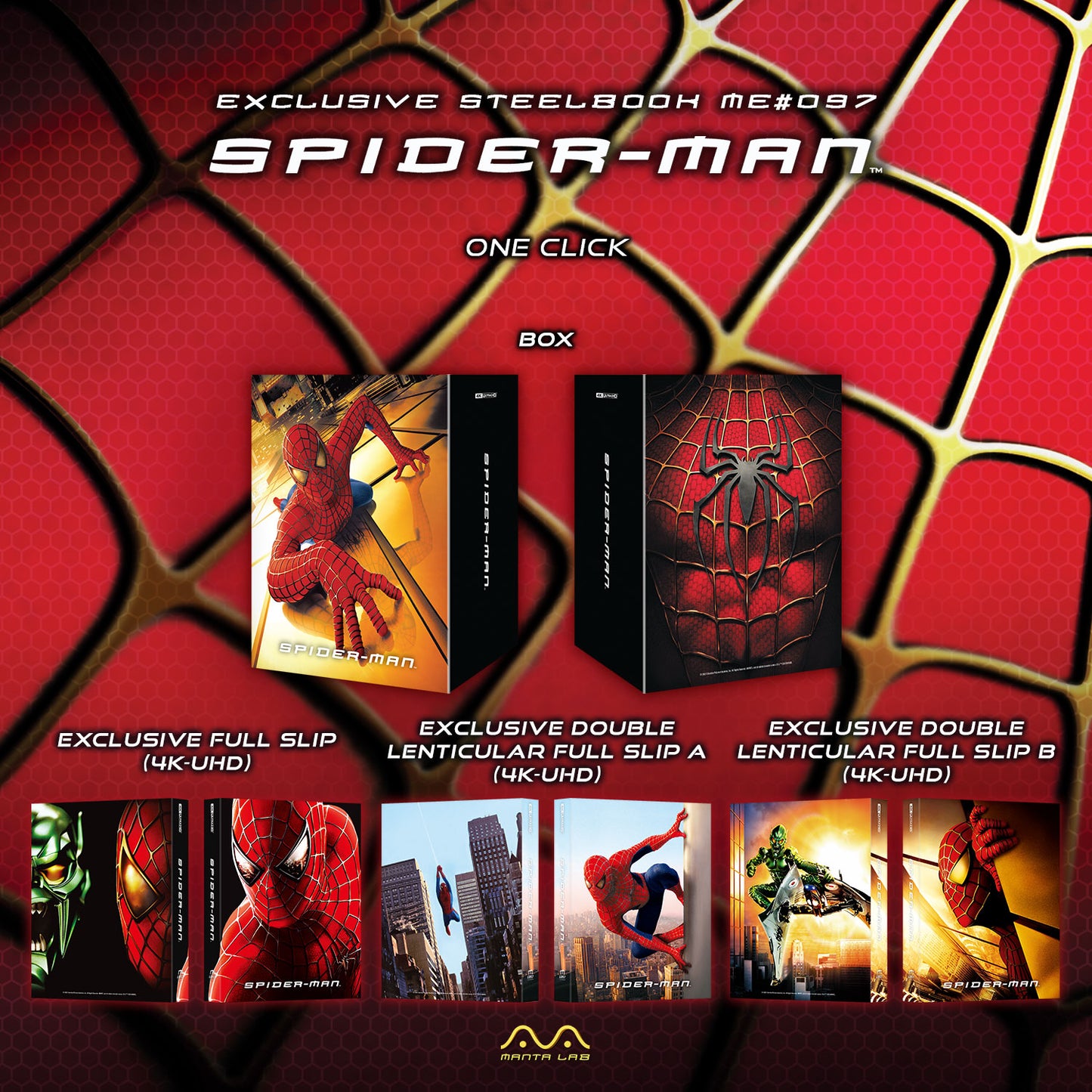 Spider-Man 4K Blu-ray Steelbook Manta Lab Exclusive ME#97 One Click Box Set - PREORDER
