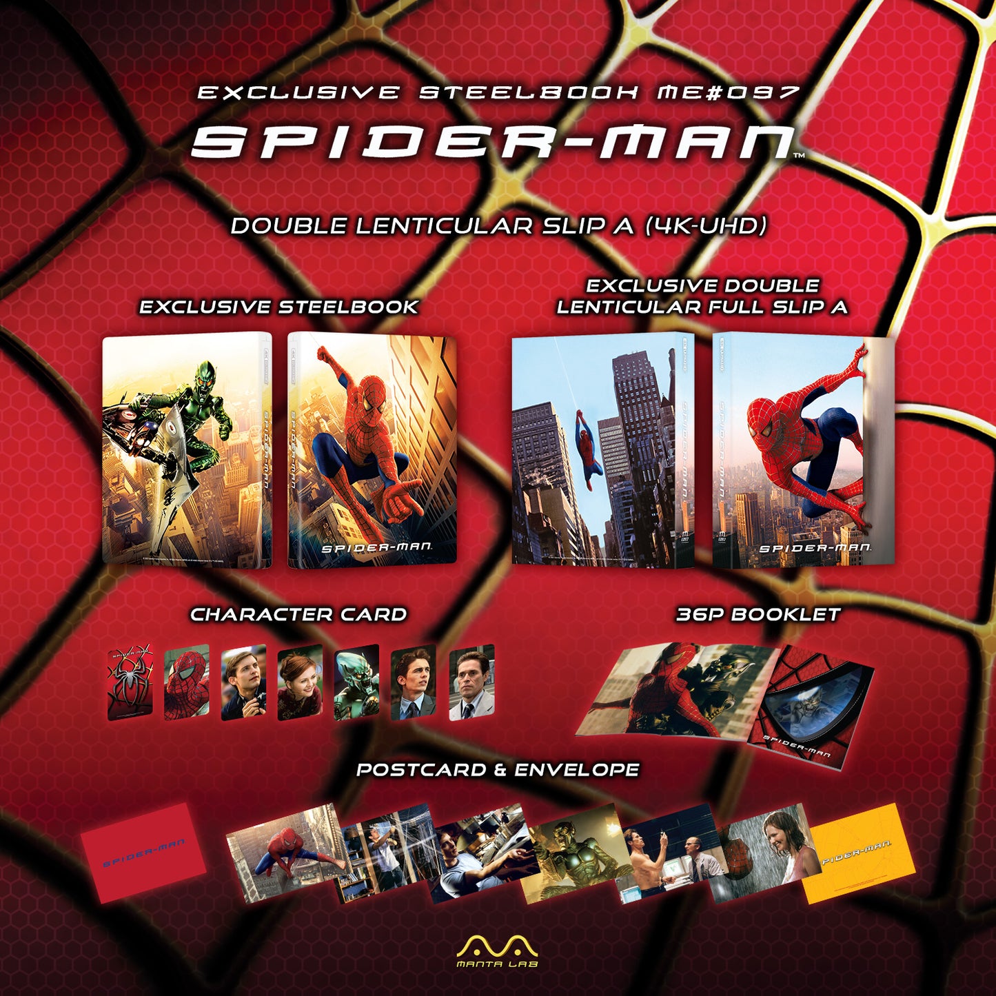 Spider-Man 4K Blu-ray Steelbook Manta Lab Exclusive ME#97 Double Lenticular Full Slip A - PREORDER