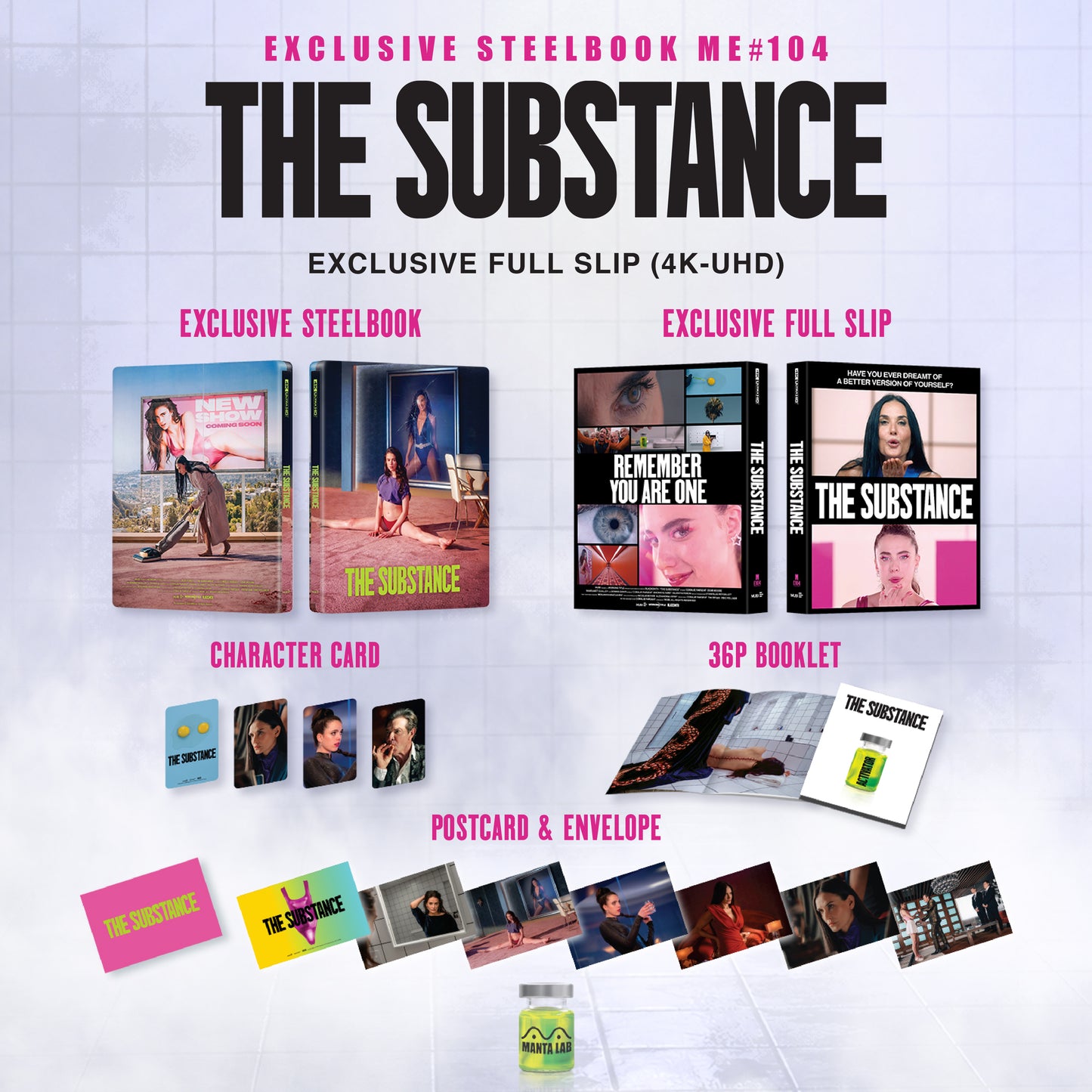 The Substance 4K Blu-ray Steelbook Manta Lab Exclusive ME#104 Full Slip - PREORDER