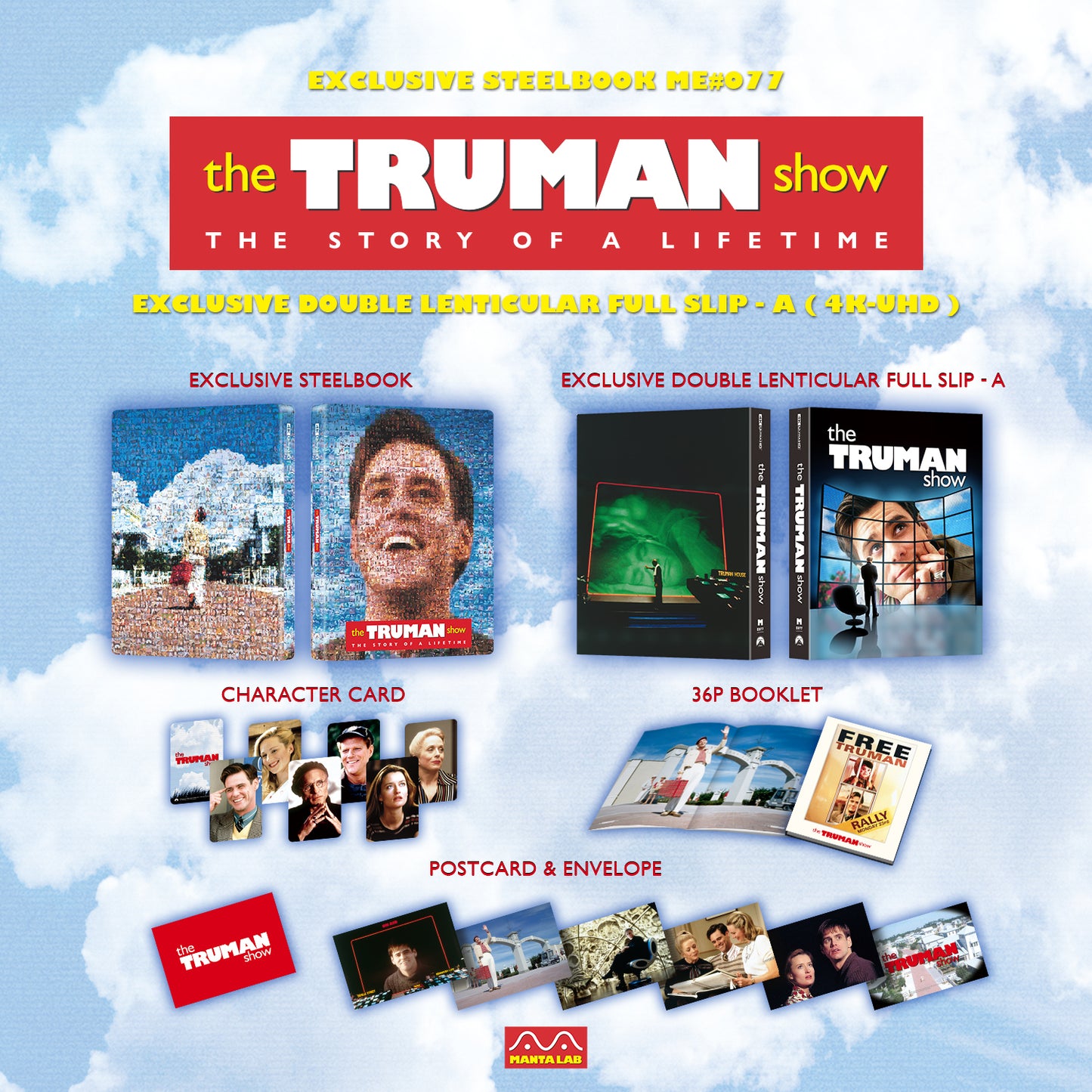 The Truman Show 4K UHD Steelbook Manta Lab Exclusive ME#77 Double Lenticular Full Slip A - PREORDER