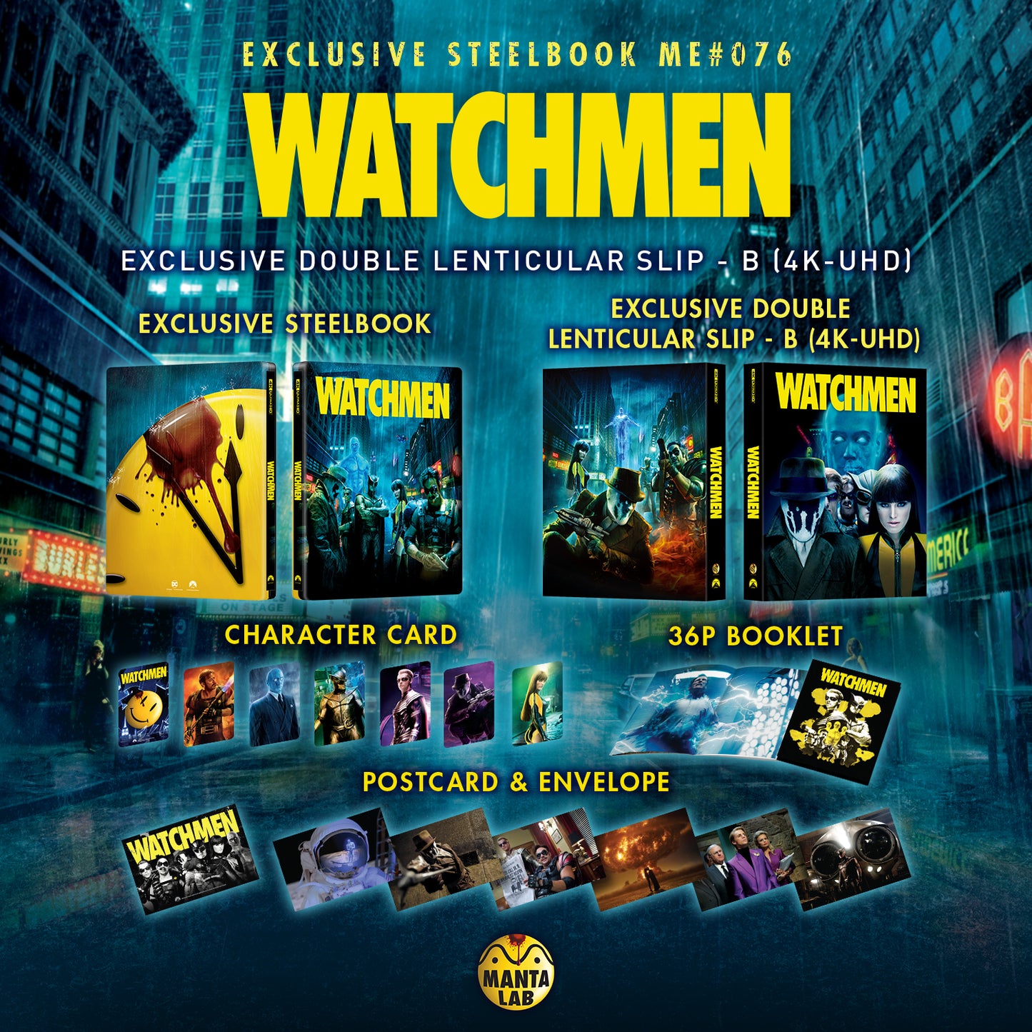 Watchmen 4K UHD Steelbook Manta Lab Exclusive ME#76 Double Lenticular Full Slip B - PREORDER