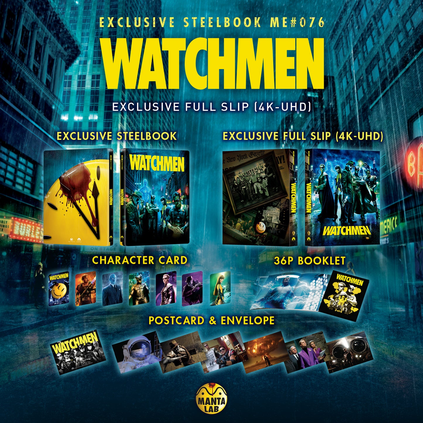 Watchmen 4K UHD Steelbook Manta Lab Exclusive ME#76 Full Slip- PREORDER